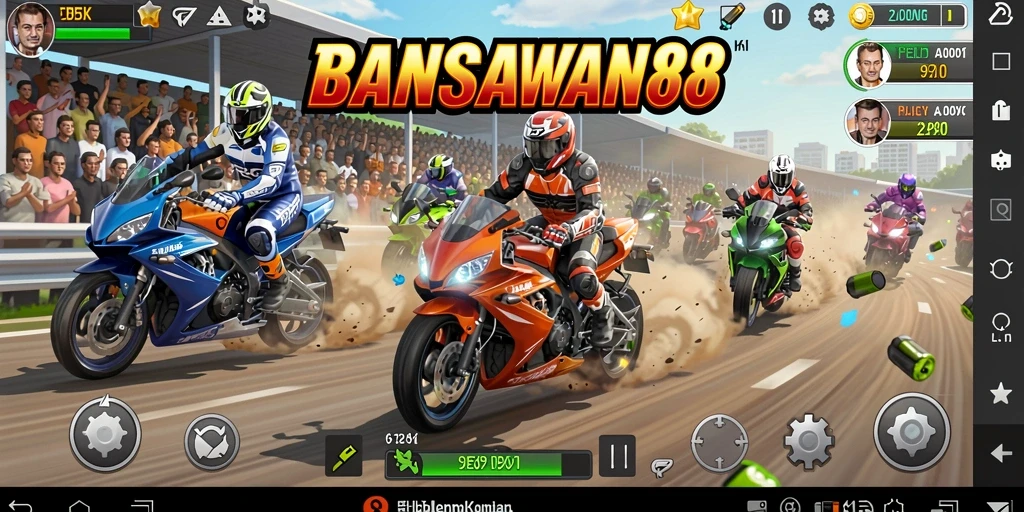 Screenshot BANGSAWAN88 menampilkan aksi balapan motor yang mendebarkan.