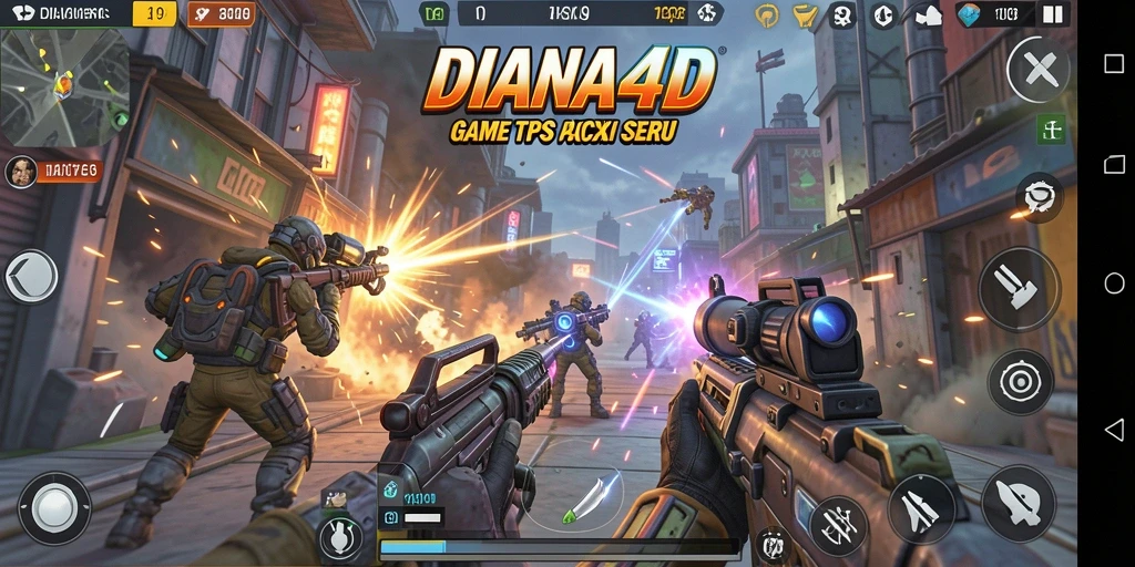 Screenshot utama DIANA4D menampilkan aksi pertarungan seru dan karakter yang dinamis.