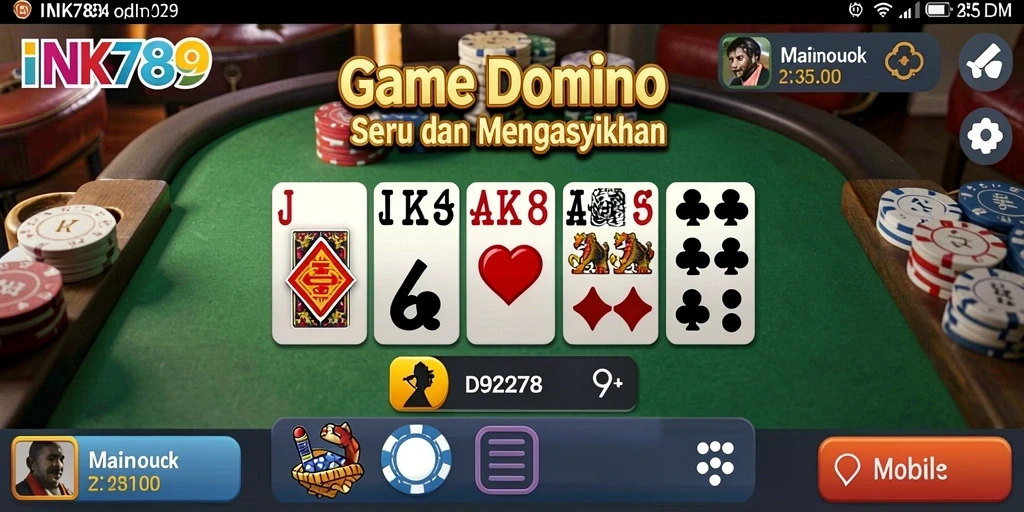 Tampilan gameplay Domino yang seru dan menarik di INK789.
