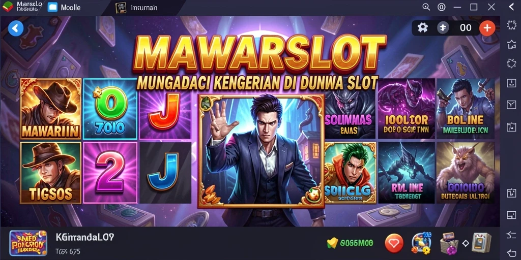 Screenshot gameplay MAWARSLOT menampilkan atmosfer horor dan karakter menyeramkan.