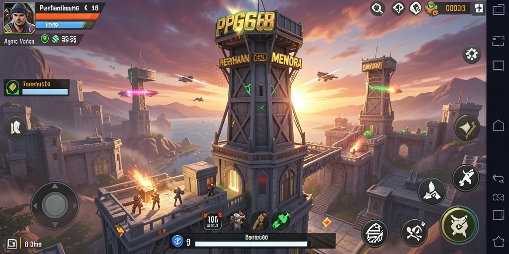 Tampilan gameplay menakjubkan PGG68 dalam pertarungan Tower Defense.