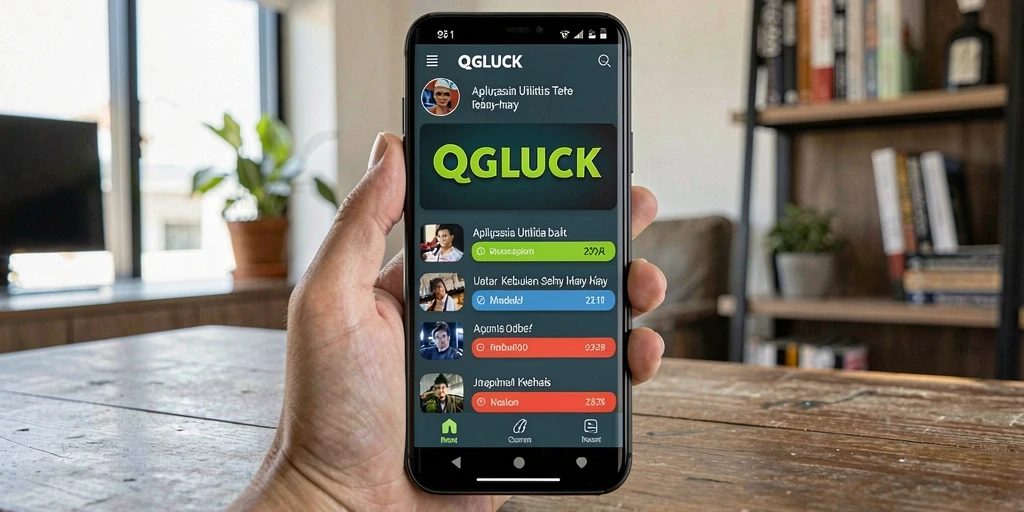 Tampilan antarmuka QGLUCK yang sederhana dan fungsional.