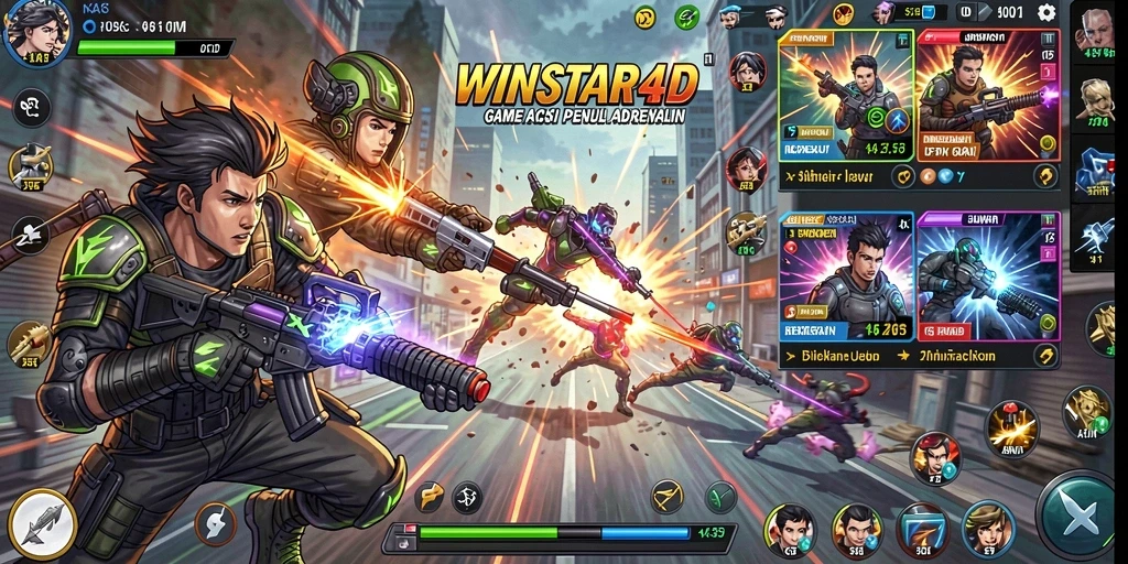 Tampilan menegangkan dari gameplay <strong>WINSTAR4D</strong> saat pertempuran berlangsung.